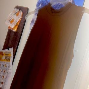Mock Neck BodyCon Tank Dress Size L Brown